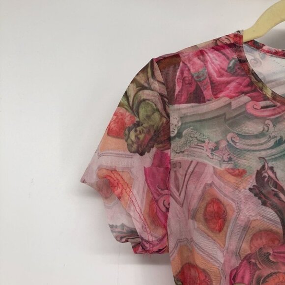 Fashion Nova Serenade me pink sheer crop top drawstring sides Small angels - Picture 12 of 16